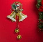 CraftVatika Christmas Decoration Hanging Golden Bells Balls for Front Door Home Decor, (1 Pcs)