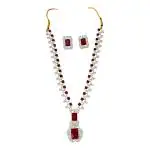 ADVIVEE Red Stone Silver Plated Inspired By Nita Ambani Jewellery Set (Pack of 1)