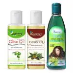 KAZIMA Combo Of Olive Oil, Castor Oil And Amla Herbal Hair Oil For Hair, Skin And Body, 100 ml Each (Combo Of 2)