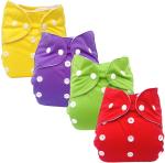 Mom's Pride Multicolor Polyurethane Laminate Reusable Solid Pocket Cloth Diapers Without Inserts (Pack Of 4)