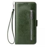 Trounce Zipper Series Faux Leather Green Wallet Flip Case Mobile Cover For OnePlus 7