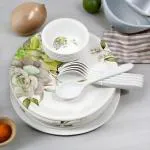 Inpro Upgrade Your Dining with our 18-Piece Melamine Dinner Set Contains 6 Full Plates, 6 Bowls and 6 Spoons- Perfect Kitchen Utensils Set for Family Meals!