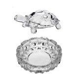 DARIDRA BHANJAN - Crystal Glass Turtle-Tortoise for Feng Shui and Vastu with Pond Pot/Vastu/Feng Shui Glass Crystal Turtle Tortoise Showpiece Gift.