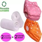 Swito Mart Baby Reusable Cloth Diaper, Washable Adjustable Infant 2 NAPPY with 2 INSERT PAD ()