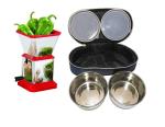 Blue Wonder Stainless Steel Chilly Cutter Cutter With 2 Pcs Bag Lunch Box and (Multicolour, Pack of 2)