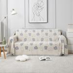 HOKIPO Chenille Sofa Couch Cover Throws Blanket Slipcover 2 Seater Large, 180 (D) x 260 (L) cm (AR-4598-D5), Off-White-Floral