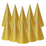 Festiko Gold Glitter Cone Party Hats (6 Pcs), Theme Birthday Supplies, Return Gifts For Kids, Gift Accessories, Party Items, Paper Cone Party Hats, Cap, Party Wearables