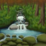 Art Factory Vastu Feng Shui Waterfall Canvas 24 inch x 36 inch Painting (Without Frame)