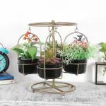 Amaya Decors Black Iron Detachable Revolving Merry Go Round Planter Stand Decorative Showpiece 32 cm (Set Of 5)