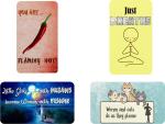 AVI Multicolor Rectangle Fridge Magnet With Funny Cat And Girl Quotes (Pack of 4)