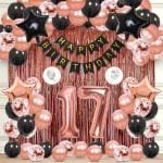 Zyozique 17th Year Birthday Decorations - Banner, Star Foil Balloons, Foil Curtains, Confetti Balloons - 71 Pcs