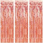 Propsicle Birthday Foil Curtain Pack of 3 Rose Gold 3ftx6ft Fringe Curtains Party Decoration Anniversary, Bachelorette, Baby Shower, Bridal Shower