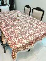 CASA-NEST PVC Printed Dining Table Cover, 4 Seater Size-40x 60 inches, Maroon Janjeer-printed001
