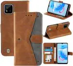 Autofocus Faux Leather Back Case Flip Cover for Realme C11 2021 with ID Card Slot | Foldable Stand | 2 Card Slot | 1 Cash Slot | Magnetic Closure - Executive Brown, 21193