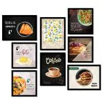 Vasl Paper Green Restaurant Theme Painting Food Quotes Wall Posters With Frame 11 X 14 Inch (Pack Of 8)