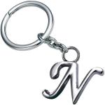 Blue Aura Jewel Silver Metal Letter Key Chain Alphabet N Pendant Key Chains Unisex Key Chain