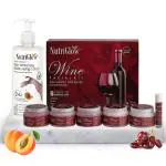 NutriGlow Red Wine Facial Kit (250gm + 10ml) With Skin Whitening Moisturizing Lotion (500 ml) For Intense Nourishment, Skin Glowing and Blemish, Fades Pigmentation (Pack of 2)