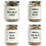 Mibbles Millets 2Kg Combo Pack of 4 | MULTI MILLET LADDU , JOWAR BISCUIT , FOXTAIL MURUKU , KODO CHIVDA | Pack of 2 kg