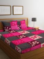Fashion String 144 TC Microfibre Pink Double Bedsheet with 2 Pillow Covers