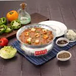 HAZEL Aluminium Hammered Finish Handi With Lid Biryani Rice Cooking Pot Gol Patiya Tope Patila Vessel, 20 cm, 1900 ML