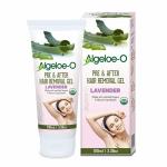 ALGELOE-O Gel Pre & After Hair Removal/ Waxing Gel For Women | 100% Pure & Organic, Soothes & Calms Skin Post Hair Removal, Relieves Redness, Infection, Rash, Itchiness(Lavender) All Skin Types- 100ml