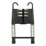 Plantex Heavy-Duty Black Aluminum Extension Telescopic Ladder with Hooks