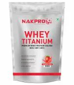 NAKPRO Strawberry Flavour Titanium Tri Blend Whey Protein Hydrolyse Isolate & Concentrate 1 Kg