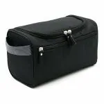 FRIJVEN Hanging Travel Toiletry Bag, Waterproof Dopp Kit for Shaving Makeup Accessories, Men Cosmetic Organizer with Large Capacity, for Gym, Camping - Black