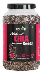 LIVYOR Raw Chia Seeds 1kg for Weight loss Management with Omega-3, Rich in Calcium