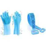 Royal Time Silicone Hand Scrubber Gloves Pair Double Sided Scrubber Belt Brush for Men and Women