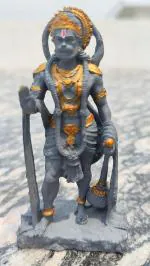 SAFEWOOD Lord King of Sarangpur Hanuman Balaji, Sankat Mochan 3D Printed Statue, UV Resin Acrylic Colour, PU Finish, for Car Dashboards, Temples, Offices, Home Decor Dark Grey