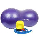 Strauss Purple Polypropylene Peanut Gym Ball with Foot Pump 95 x 45 cm (Pack of 2)