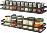 Metal Wall Hanging Spice Rack Seasonings Organizer for Kitchen, Pantry, Countertop (Set of 2 -Black)