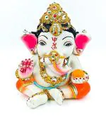 ATUT Ganesh Idol in Big Size, Multicolour, Unbreakable- 21.5 cm