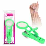 Majestique Nail Clipper with Magnifying Glass | Sharp Smooth Edge Nail Trimmer | Strong Built Stainless Steel Nails Cutter | For Fingernail and Toenail - 1Pc/Multicolor