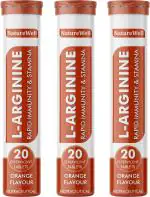 Naturewell Effervescent L- Arginine, 20 Tablets Each (Pack Of 3)