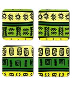 Whats Your Kick Pattern Cartoon Design Green Beautiful Pattern Design Printed Set of 4 Coaster With Metal Stand