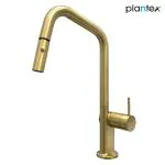 Plantex Pure Brass Pull Out Kitchen Sink Mixer Tap Hot and Cold/360 Swivel Spout Kitchen Faucet - Deck Mounted - (8991-Gold)