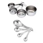 DreamBasket Stainless Steel (Set of 4) Measuring Cup & (Set of 4) Measuring Spoon for Kitchen