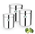 Chakmak Silver Steel Utility Container (pack of 3) 400 ml, 500 ml, 600 ml