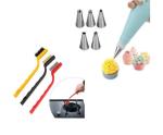 BLUE WONDER Cake Decorating 6 Pcs Nozzle with 3 Pcs Wire Brush and (Multicolour, Pack of 2)