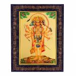 Hawai Panchmukhi Hanuman Bajrang Bali Wooden Wall Hanging Religious Photo Frame for Worship Use SFDI556BLKFRM 8.5x7 inch