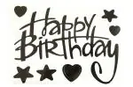 Hippity Hop Black Happy Birthday Sticker With Small Hearts Stars