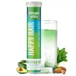Zingavita Happy Hair With Biotin, Glutamine & Selenium For Hair Management Sugar Free 20 Veg Effervescent Tablets
