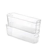 INKULTURE Stackable Acrylic Fridge Organizer Sturdy Pantry And Refrigerator Storage Bins Organiser with Handles | Small | Pack of 02