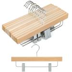 ROCKFIELD TOPIA HANGER 11.8'' Unfinished/Natural Wooden Pants Skirt Hangers for Kids Baby Toddler Children, Extra Thick Chrome Hooks & Anti-Wrinkle Flat Clips 10 Pack CT09PN