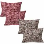 Goodadi - Brown, Maroon Cotton Printed Pillows Cover (45 x 70 cm) pack of 4