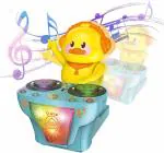 TIME 2 TOYS Dancing Yellow Duck, Disc DJ Singing Dancing Duck with Light and Sound