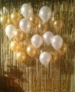 Grand Shop White, Golden Rubber Latex Balloons