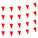 Festiko 12 Flags Solid Red Pennant Banner Flags String Triangle Bunting Flags, Decorations For Grand Opening, Birthday Party, Festival Celebration